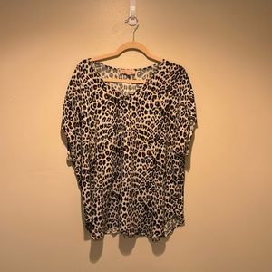 Philosophy Cheetah Print Short Sleeve Blouse